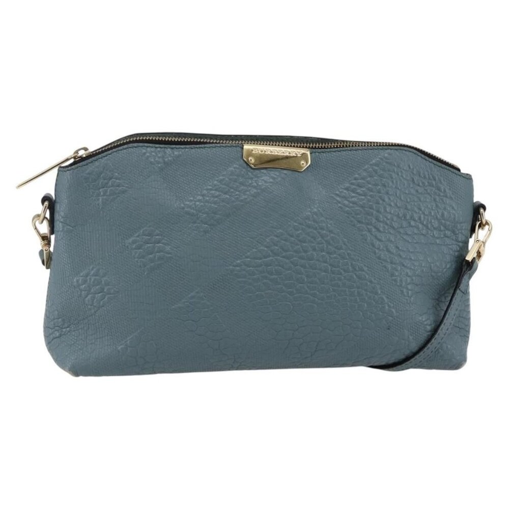 Authentic BURBERRY Shoulder Bag Leather Blue